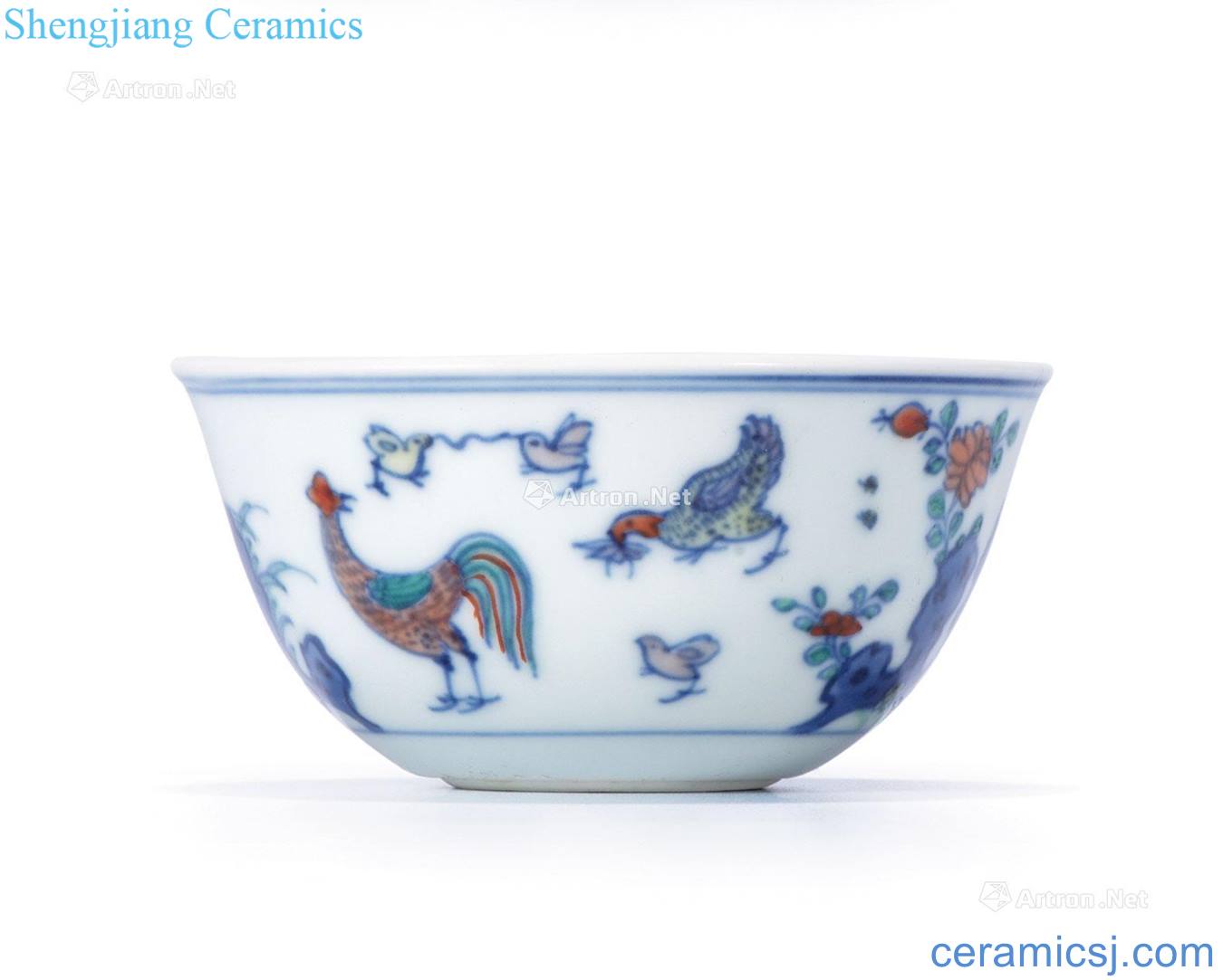 The qing emperor kangxi color bucket cylinder cup chicken