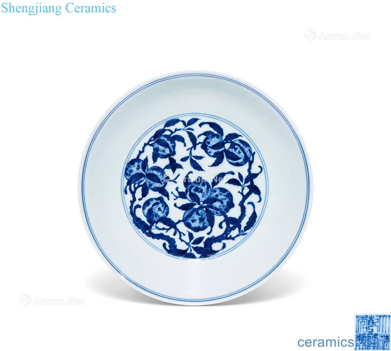 Qing qianlong Blue and white peach tray