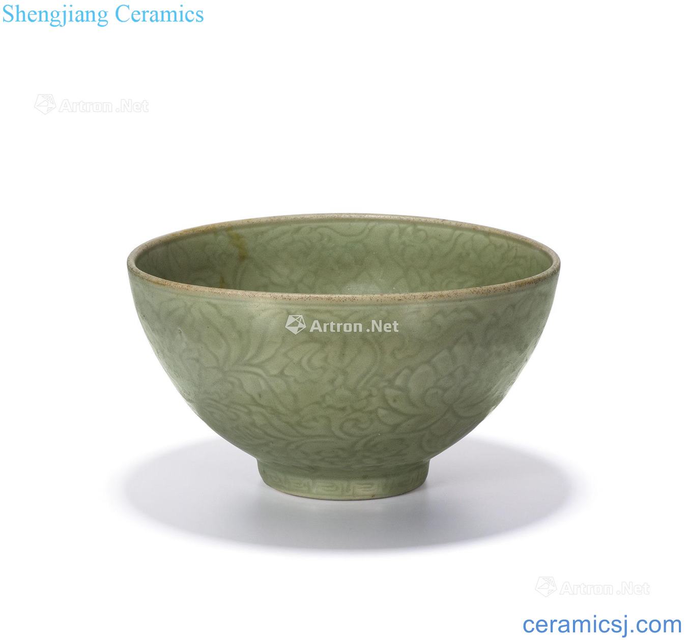 Early Ming dynasty Longquan celadon flowers green-splashed bowls bound branches dark blue glaze