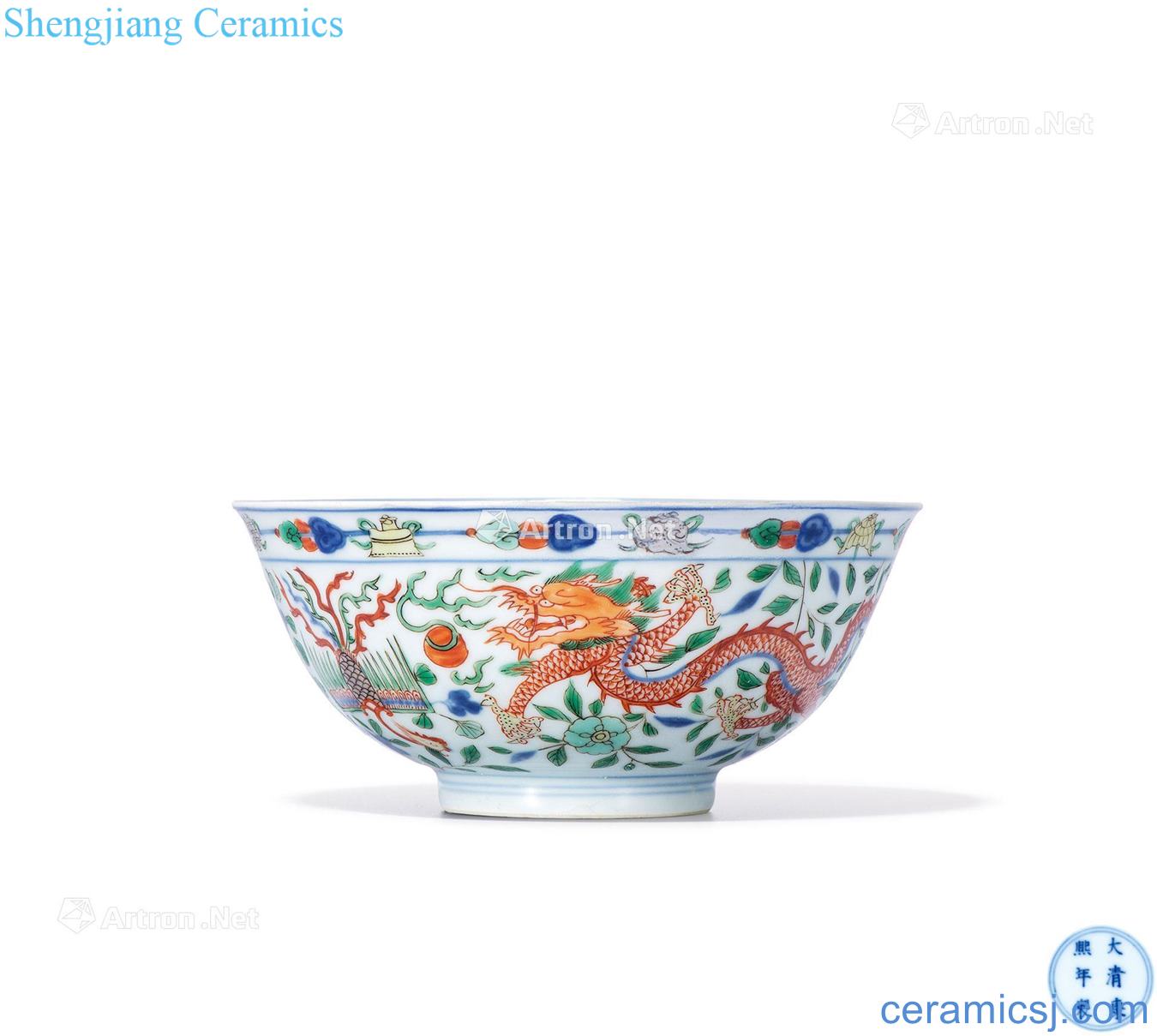The qing emperor kangxi Longfeng green-splashed bowls