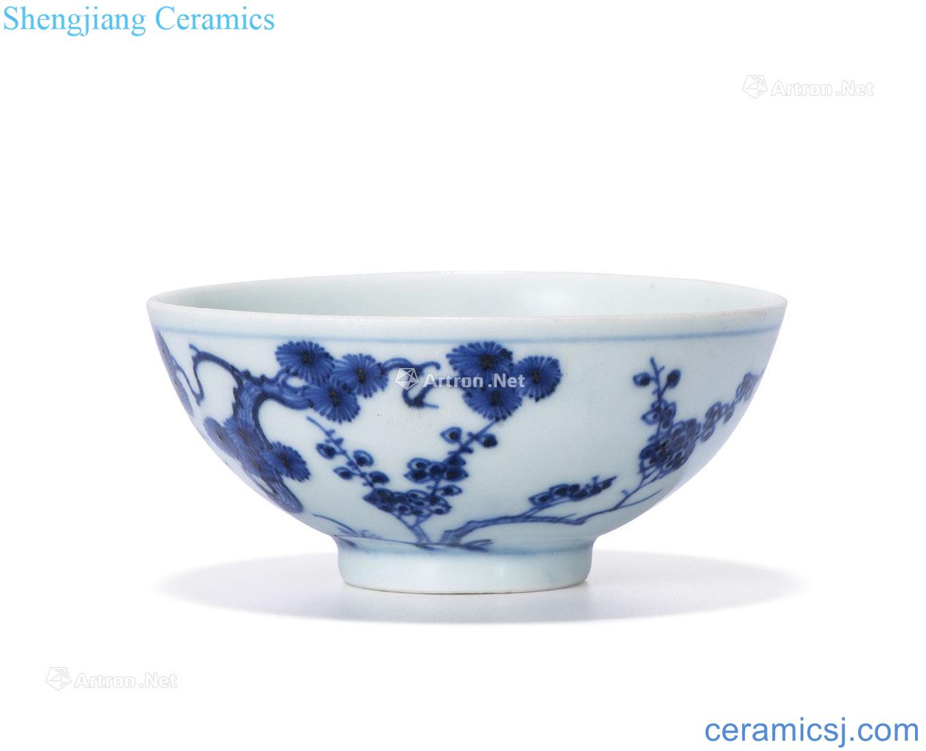 Qing yongzheng Blue and white shochiku MeiWen bowl