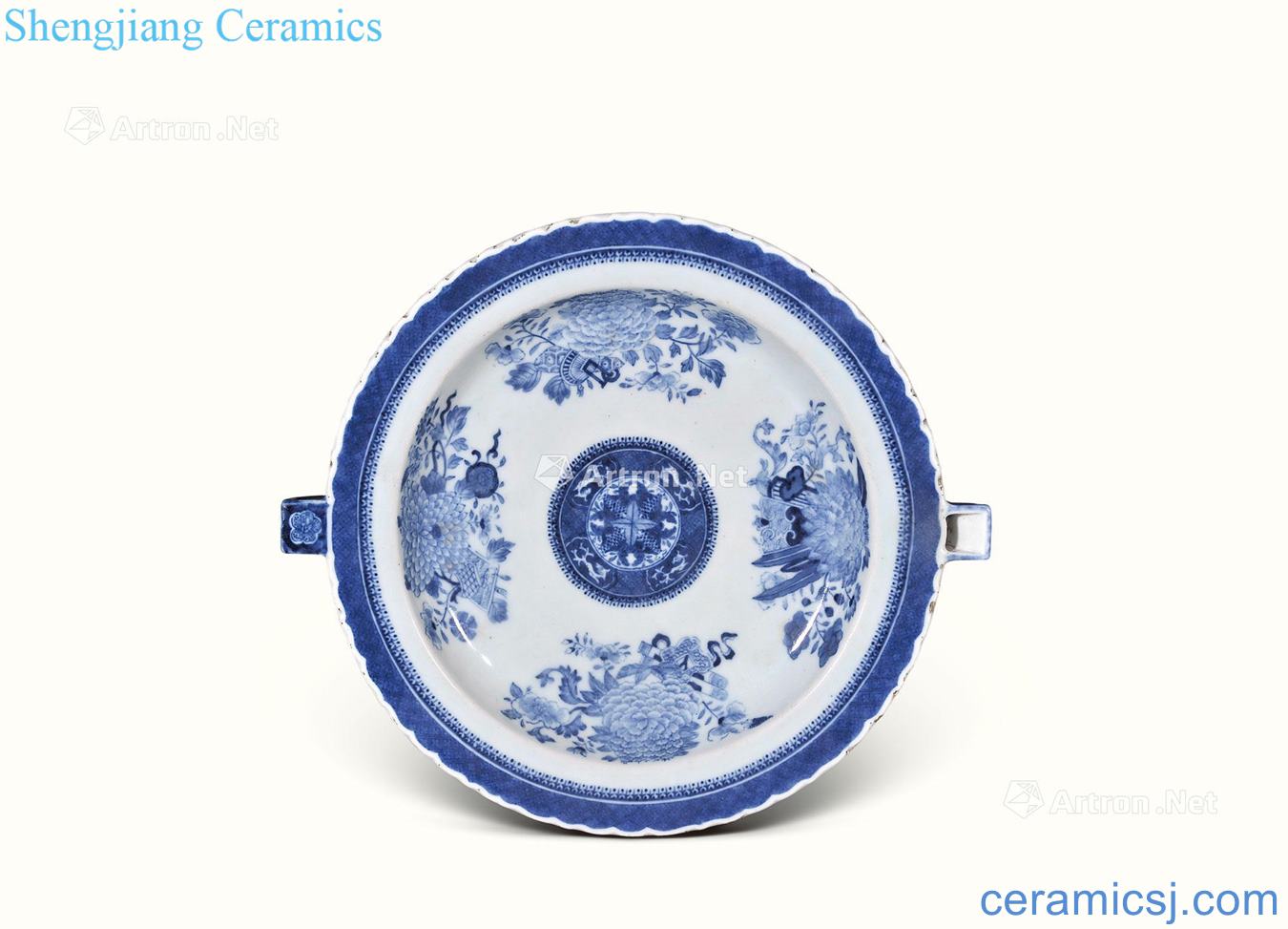 Mid qing Blue and white noise treasure grain WenPan flowers