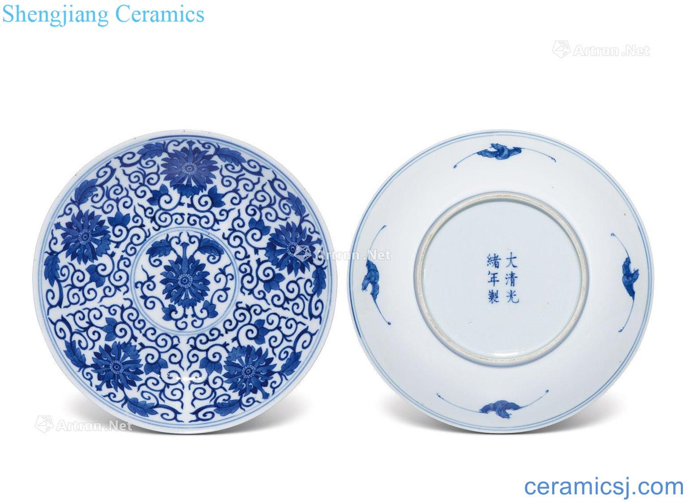 Qing guangxu Blue and white flower tray (a)