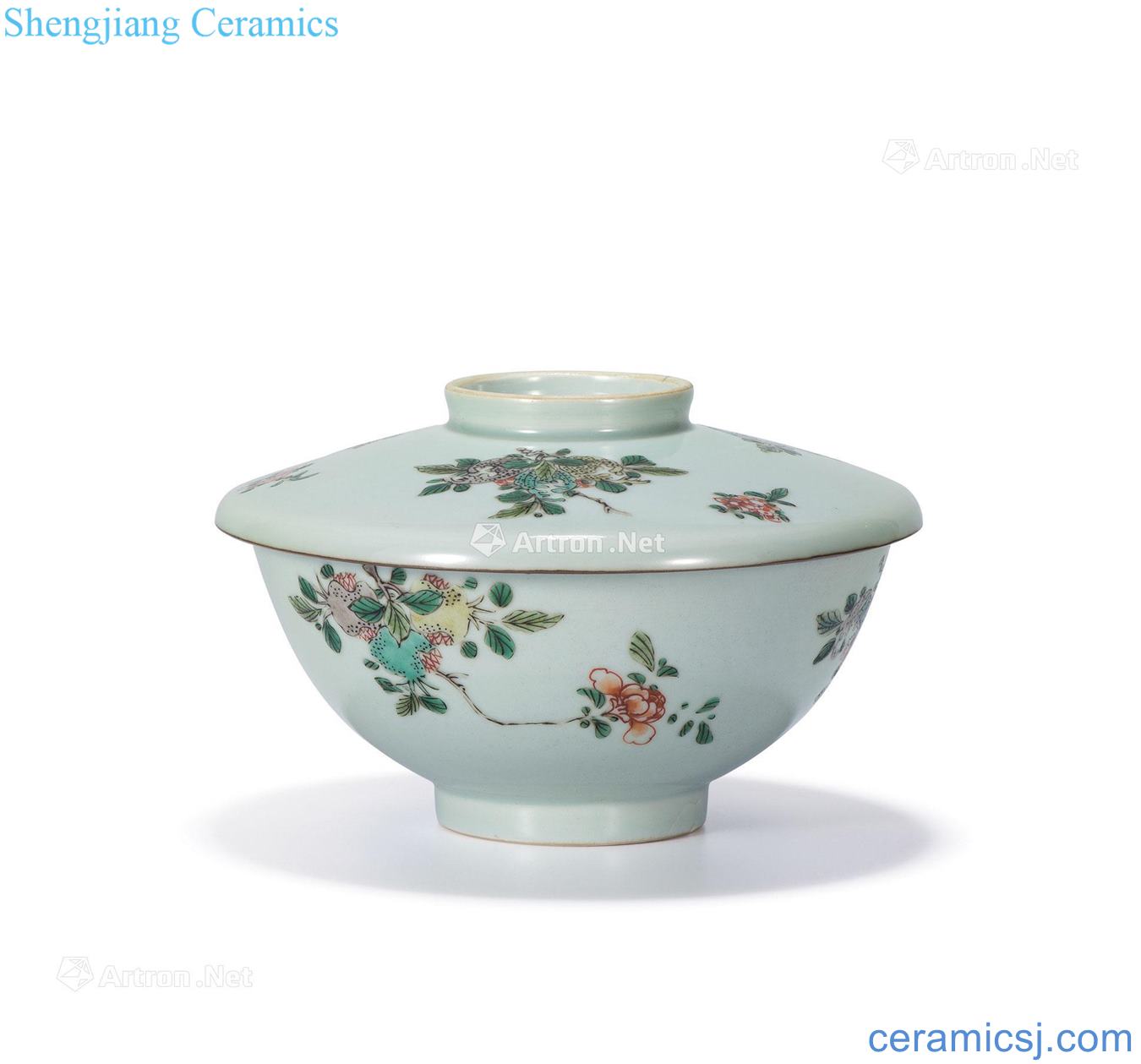 The qing emperor kangxi pea green to colorful flower grain big tureen fold branches