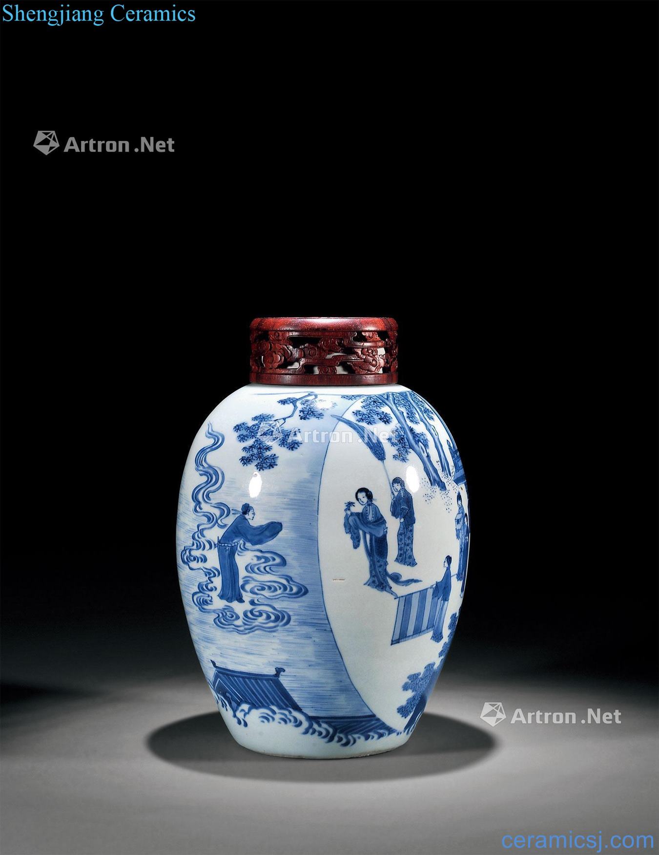 The late Ming dynasty Blue and white figure poetry can receive government degrees and