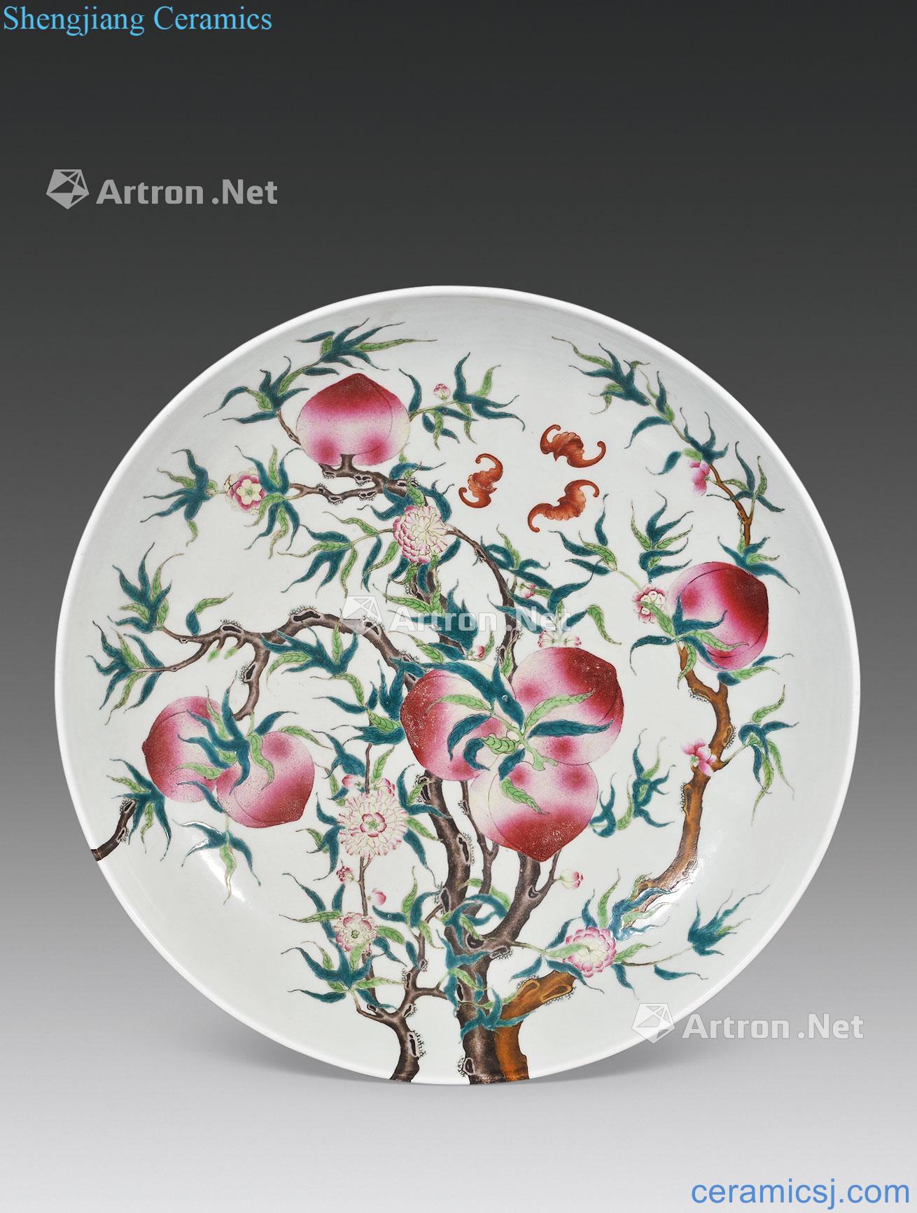 In late qing dynasty Pastel nine peaches