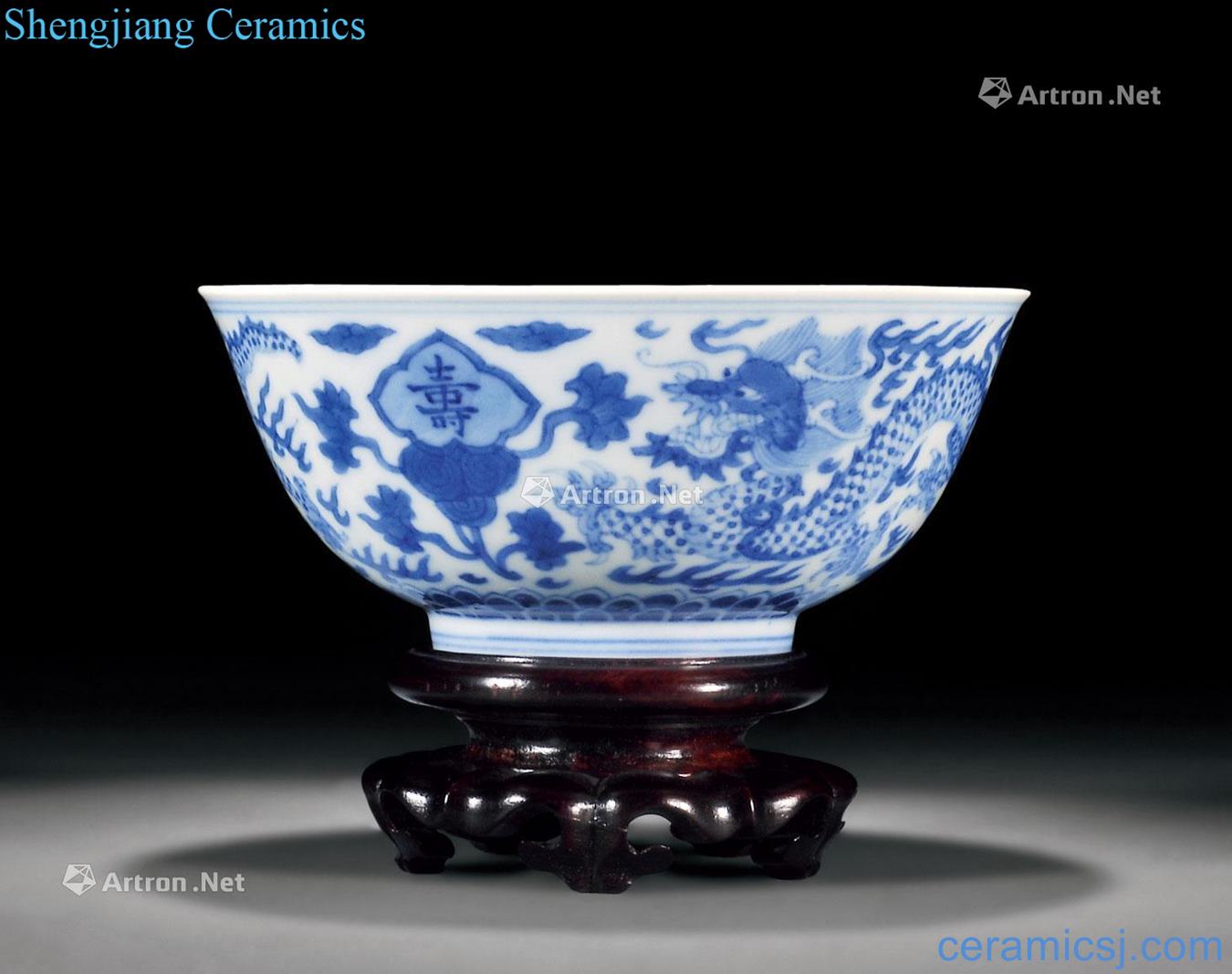 Qing daoguang Blue and white live YunLongWen bowl