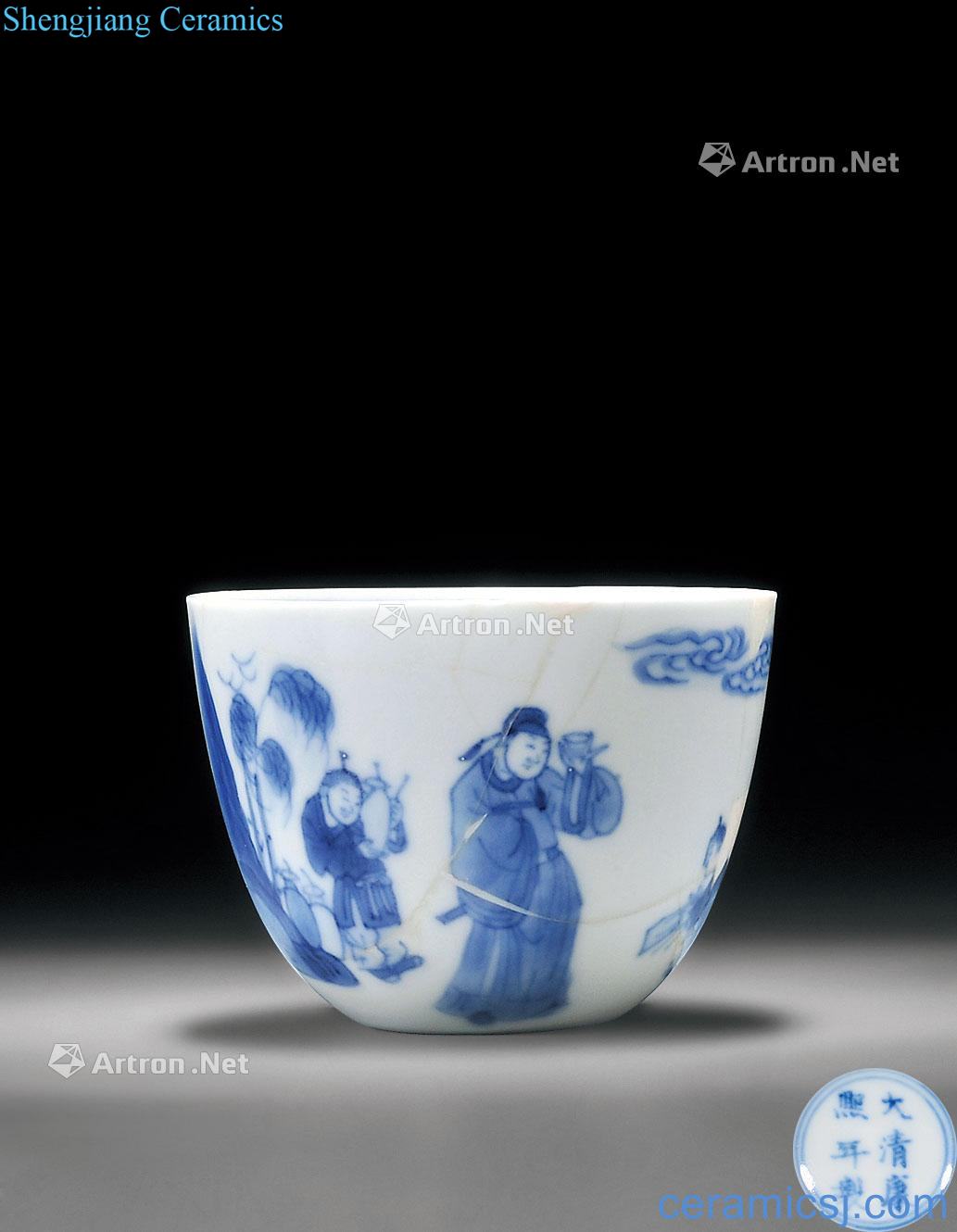 The qing emperor kangxi Blue and white water the figure of the eight immortals Cui Zong characters in the story