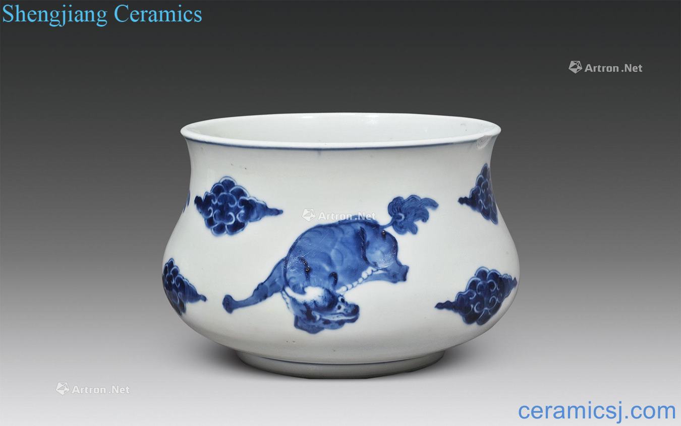 The qing emperor kangxi Blue and white benevolent grain big furnace