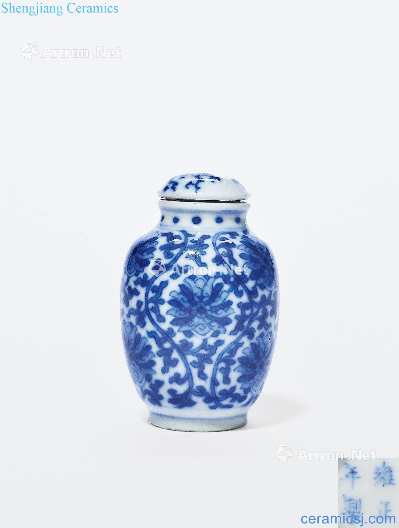 qing Blue and white lotus flower grain pipes
