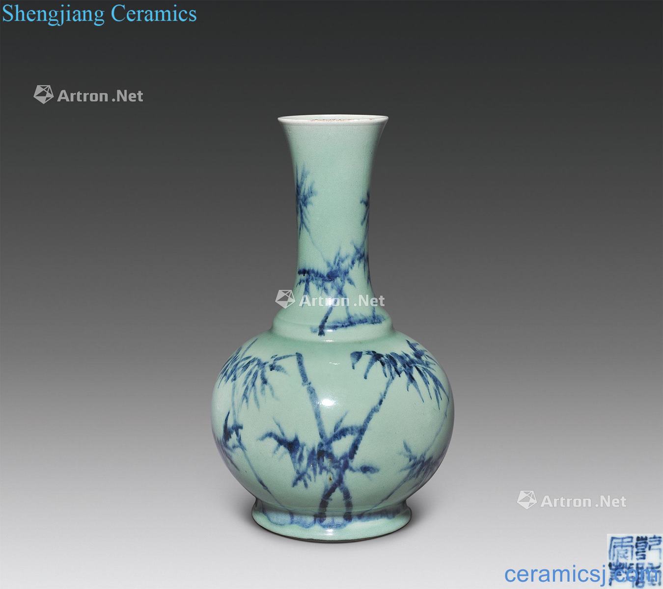 Qing qianlong Bamboo green glaze porcelain grain design