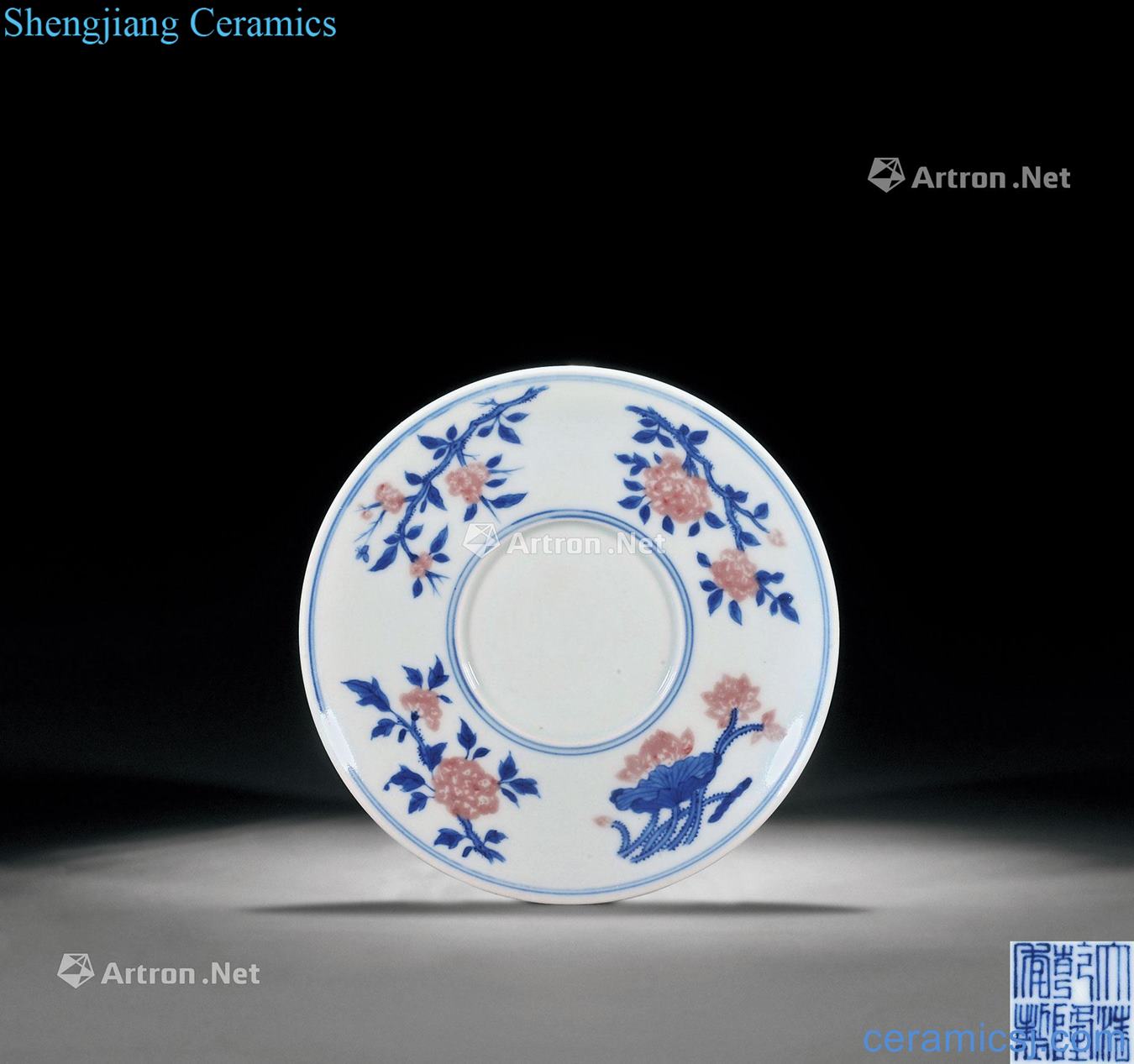 Qing qianlong Blue and white youligong fold branch flowers grain light