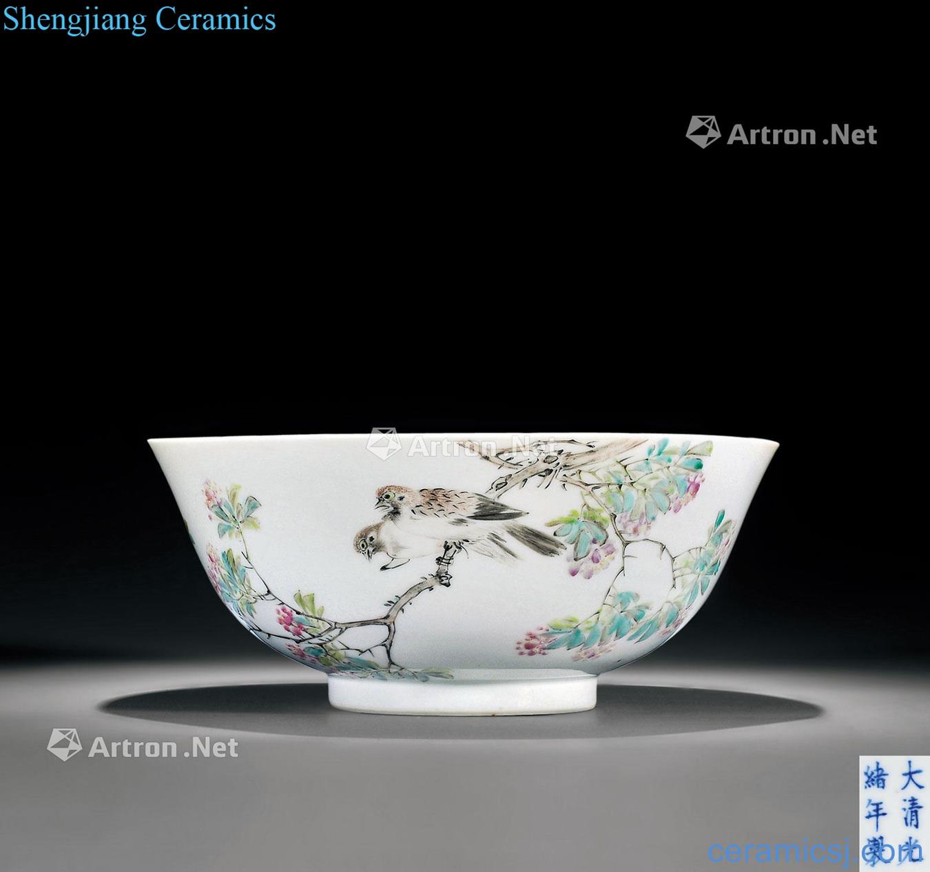 Qing guangxu twenty-two years (1896) xu da shallow purple color flower grain big bowl