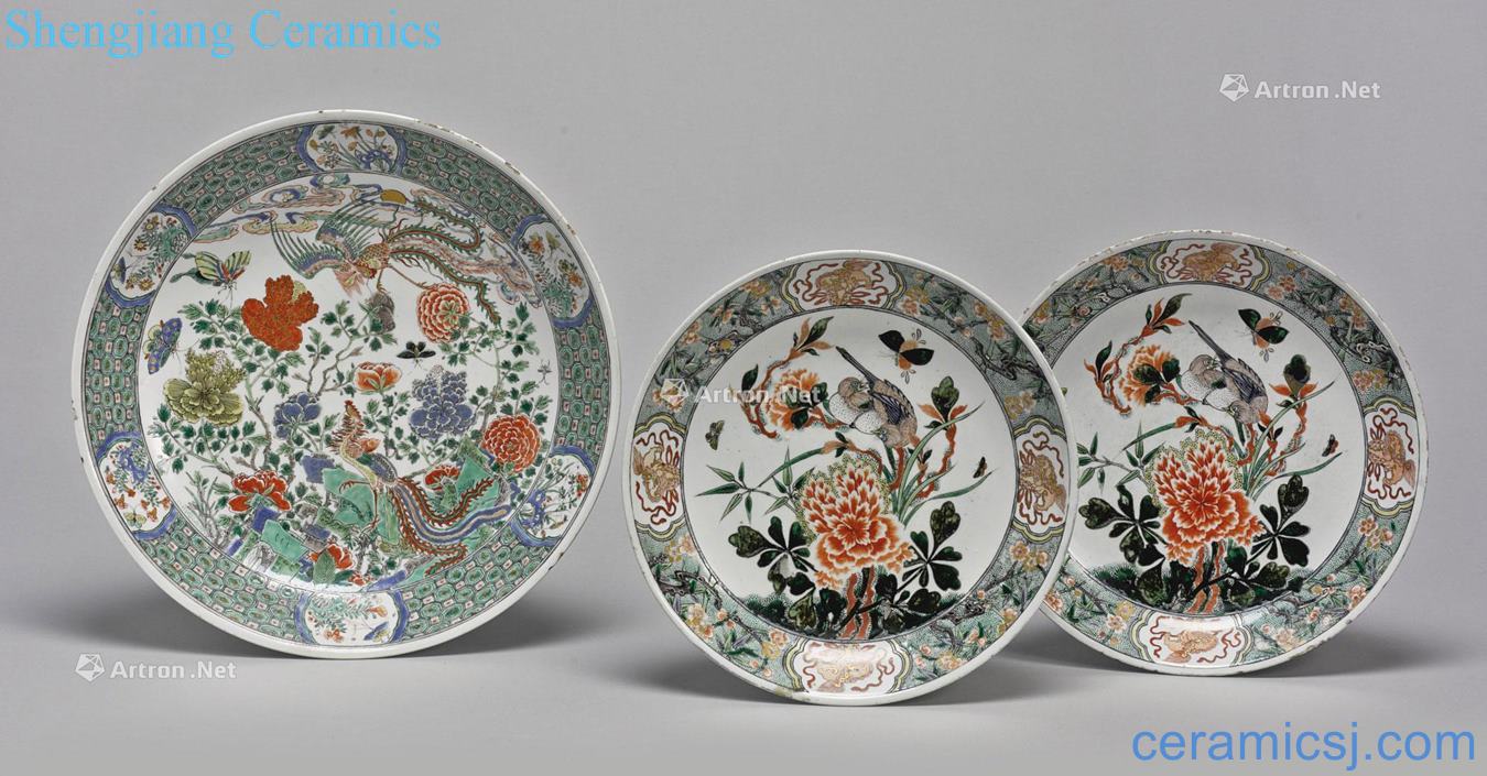 The qing emperor kangxi Colorful flowers and birds tray (three)