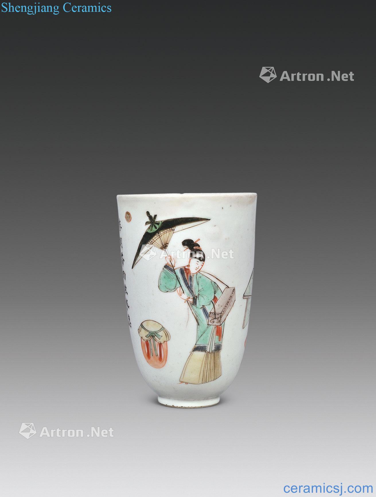 The qing emperor kangxi The colorful had poetry cup