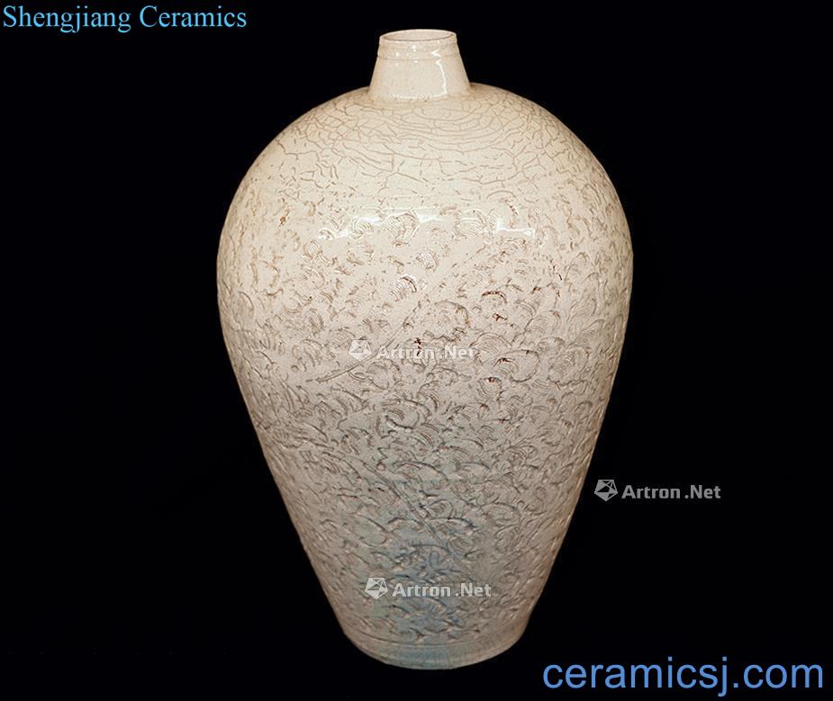 yuan Kiln carved plum bottle