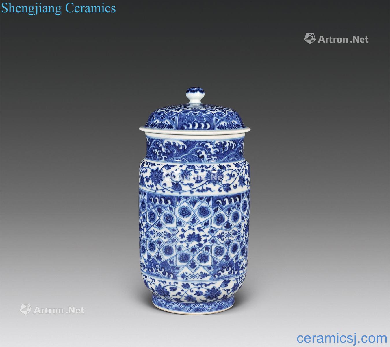 Qing qianlong Blue and white flowers wen zhuang pot