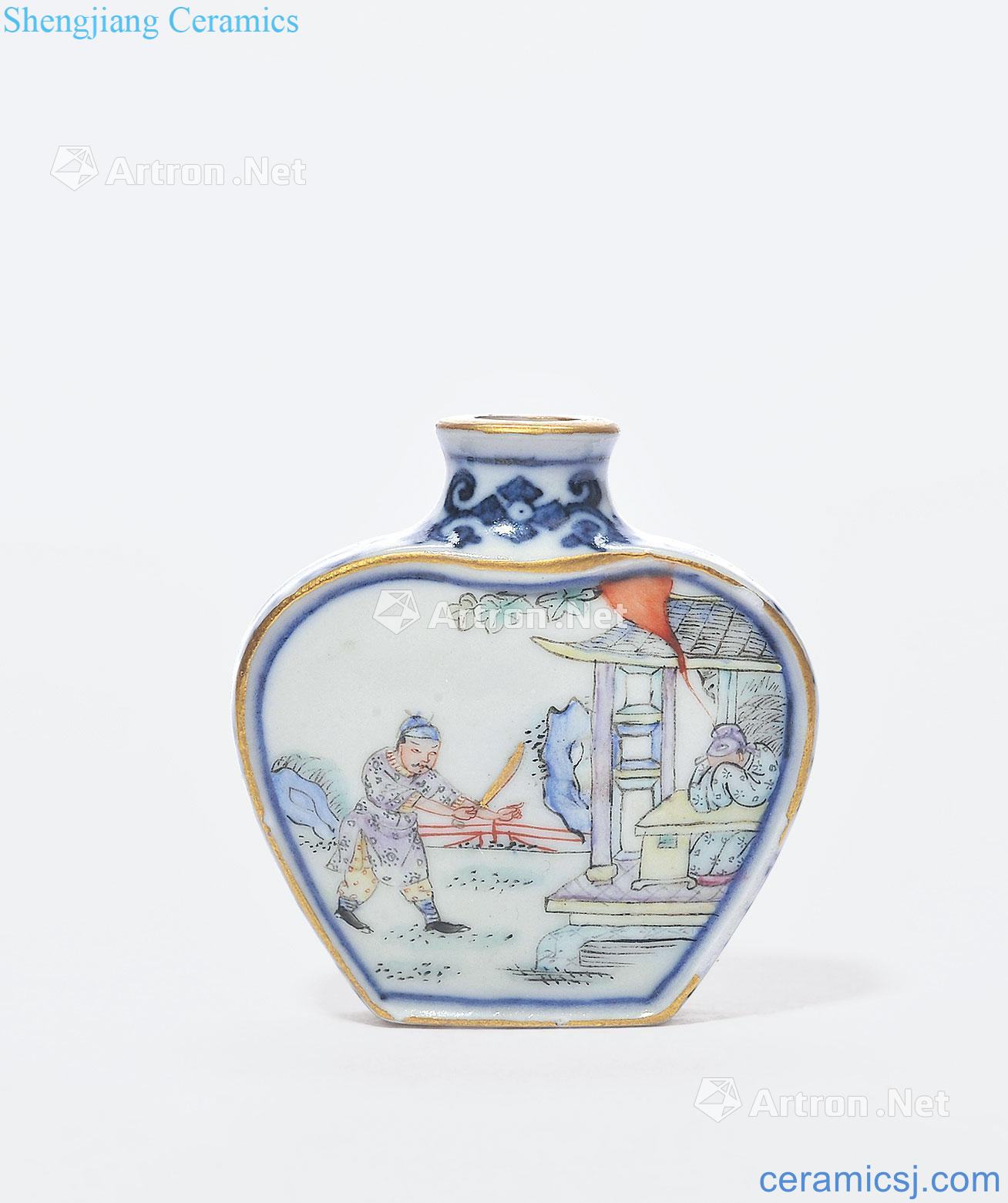 Qing qianlong lines pipes of blue and white enamel characters