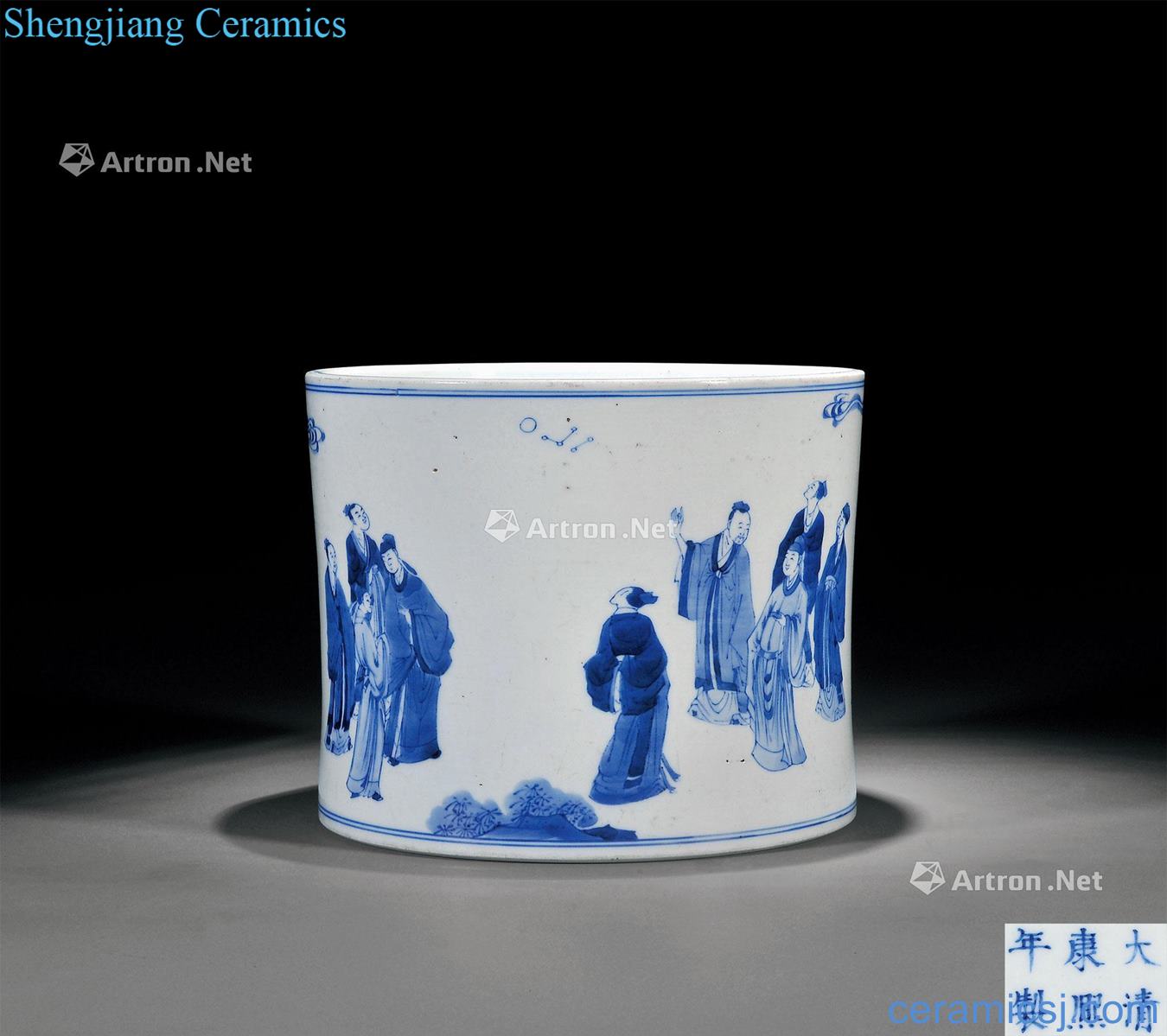 The qing emperor kangxi Blue moon figure pen container