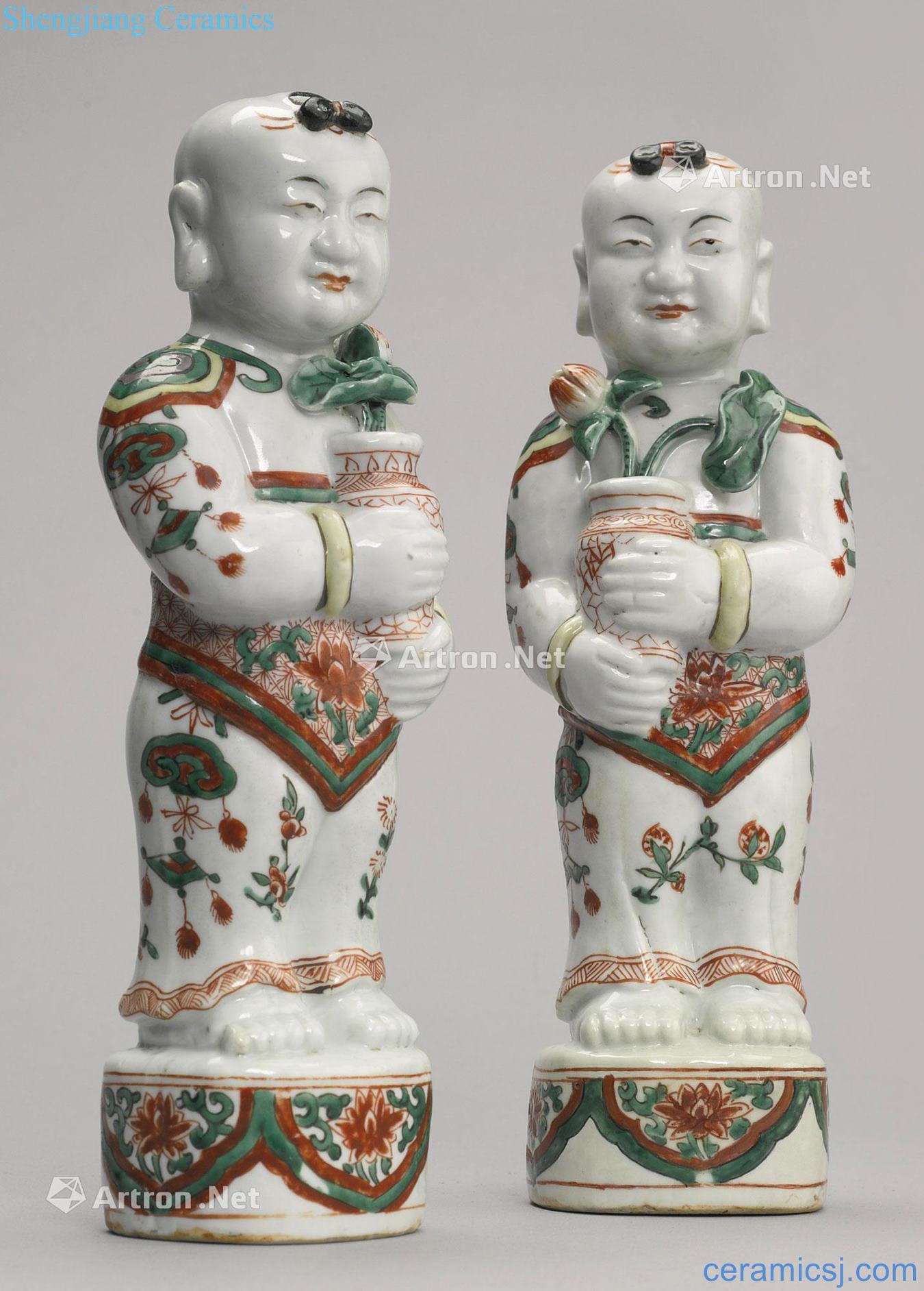 Qing dynasty in the 19th century Colourful hold bottle lad (a)