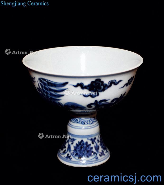 Ming Palace royal blue and white grain porcelain cup