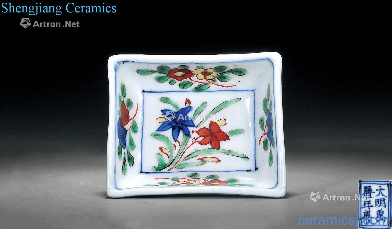 Ming wanli Blue and white color narcissus lines rectangular plate