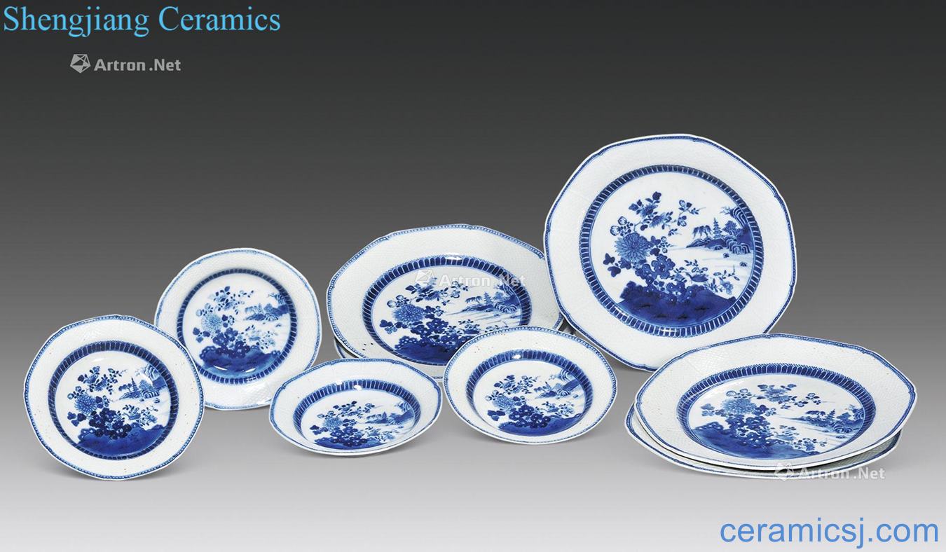 Qing qianlong Blue and white landscape tray (nine)