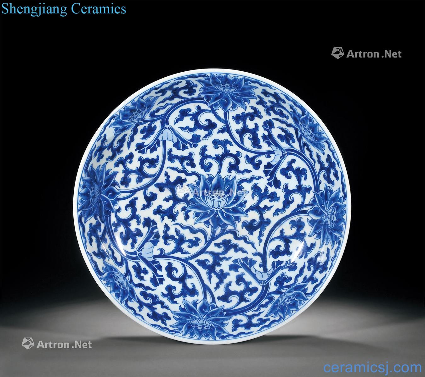 The qing emperor kangxi Blue and white lotus flower grain market