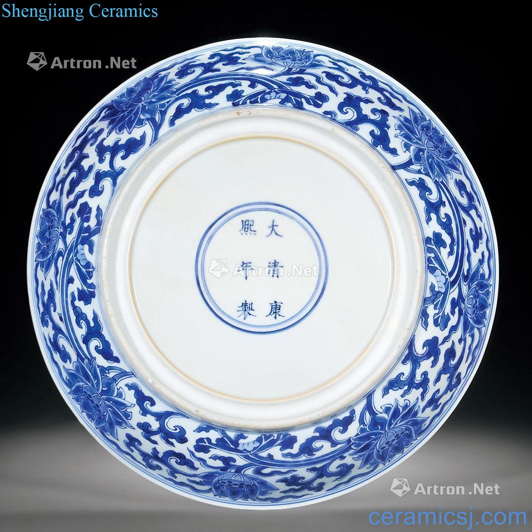 The qing emperor kangxi Blue and white lotus flower grain market