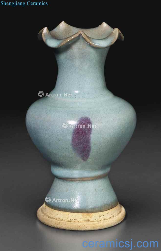 Song/gold Sky blue glaze masterpieces purple flower bottle mouth