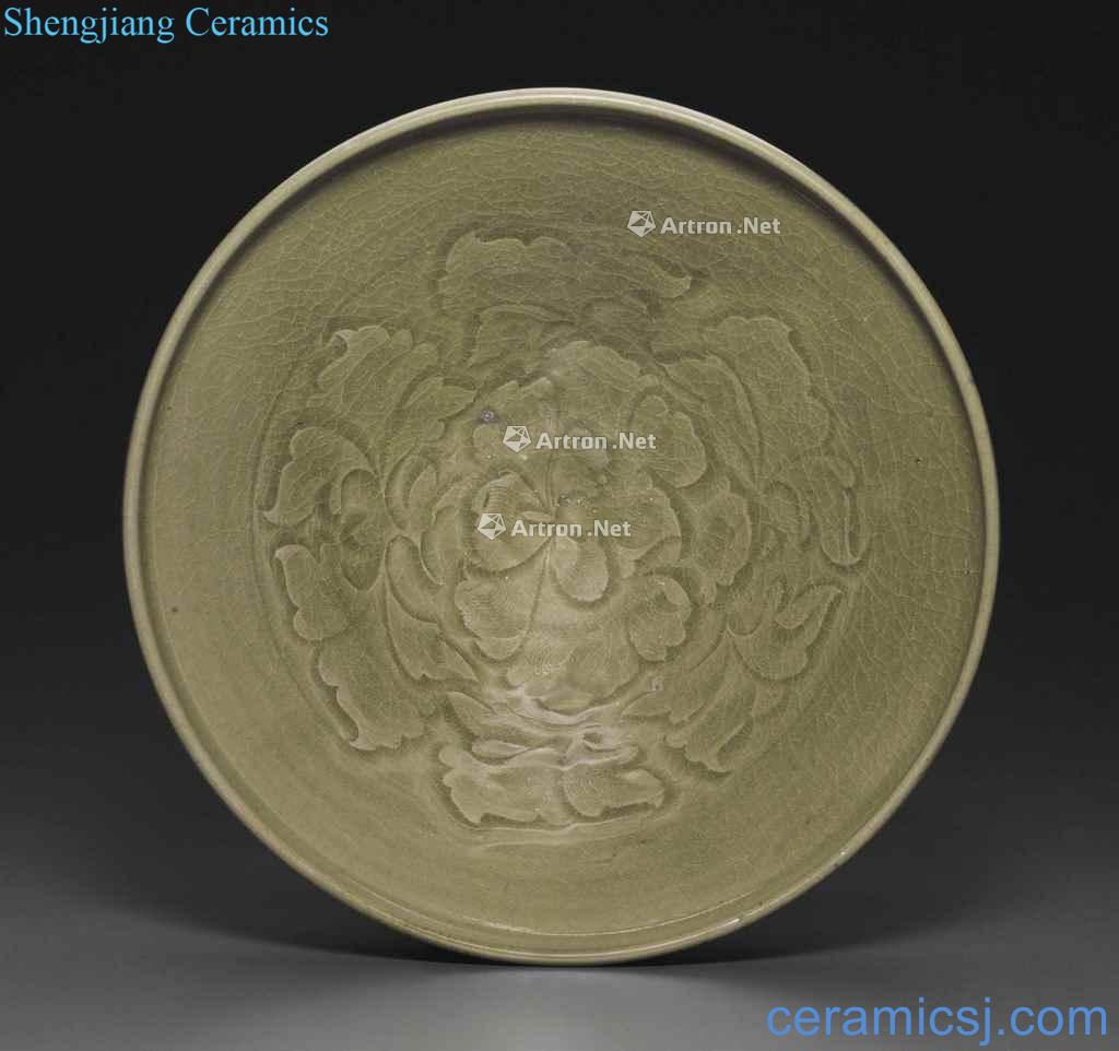 Northern song dynasty Yao state green glazed carved 盌 peony grains