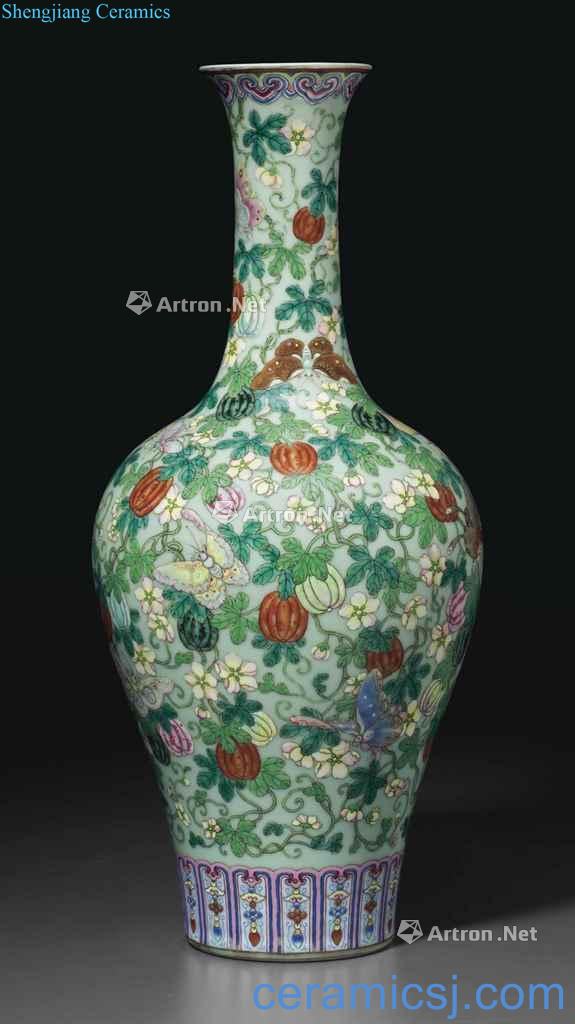 Qing qianlong MeiQing pastel "the flourishing of descendants of the" the bottle