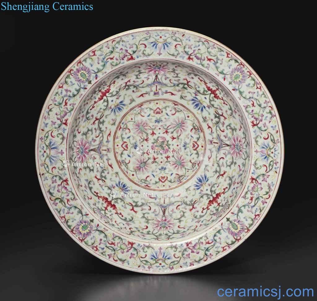 Qing jiaqing/light pastel flowers and grain basin