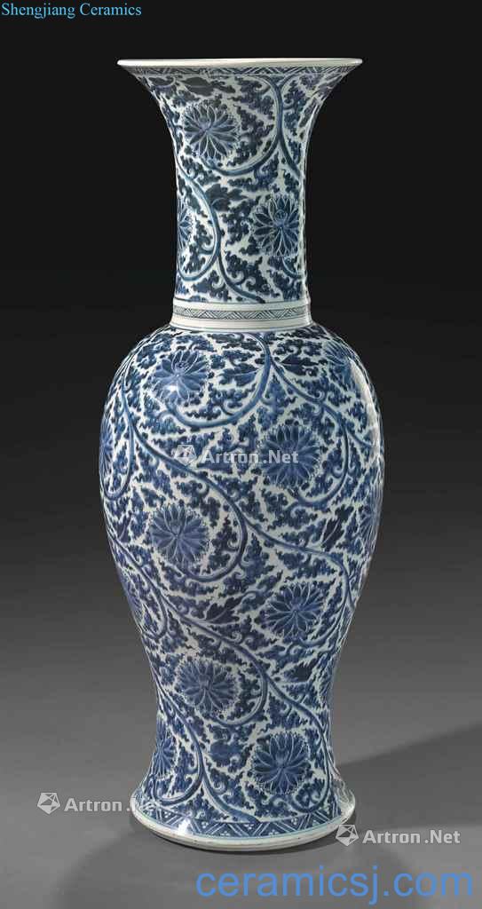 The qing emperor kangxi Blue and white lotus flower grain big PND tail-on honour