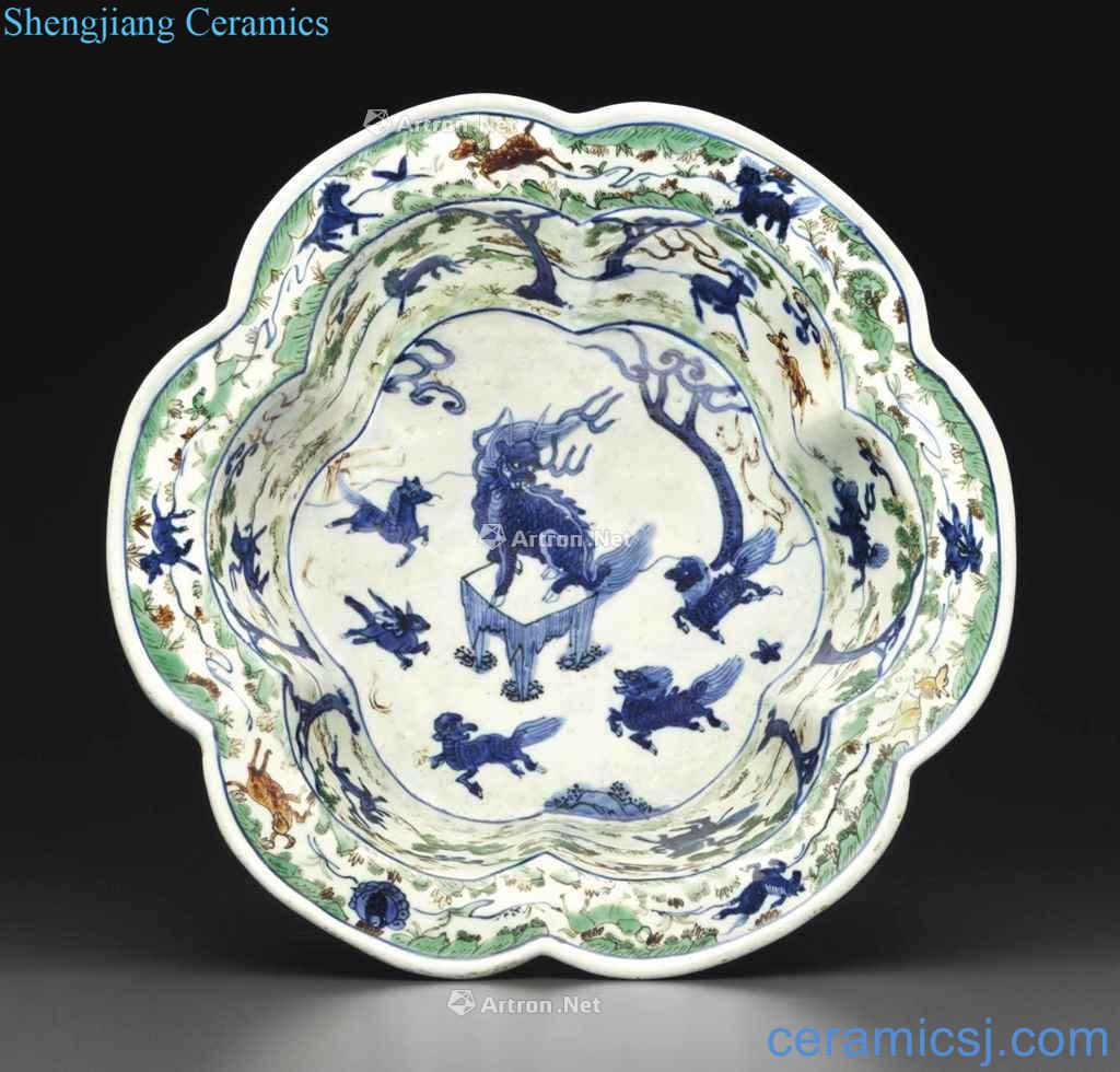 Ming wanli Colorful benevolent figure 6 disc type basin