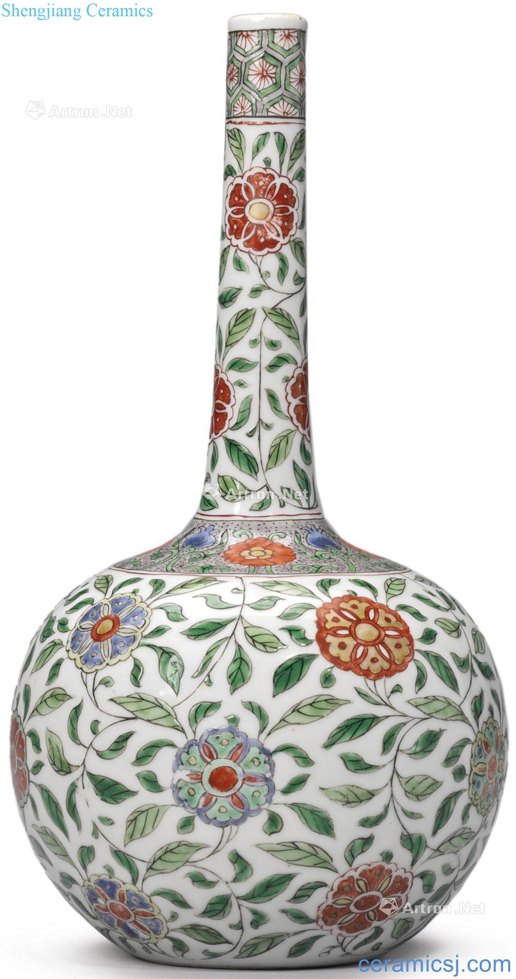 The qing emperor kangxi Colorful flower grain bottle wrapped branches