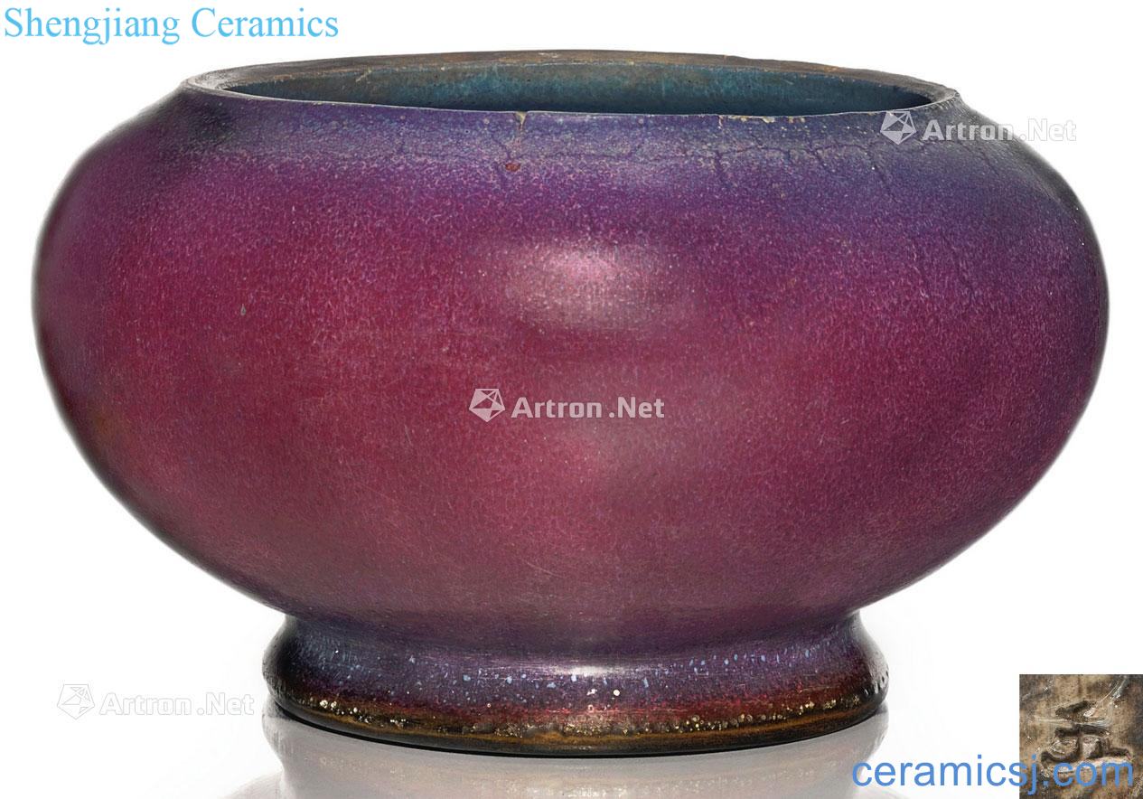 Ming in the 15th century Pa sky blue rose violet glaze flower pot