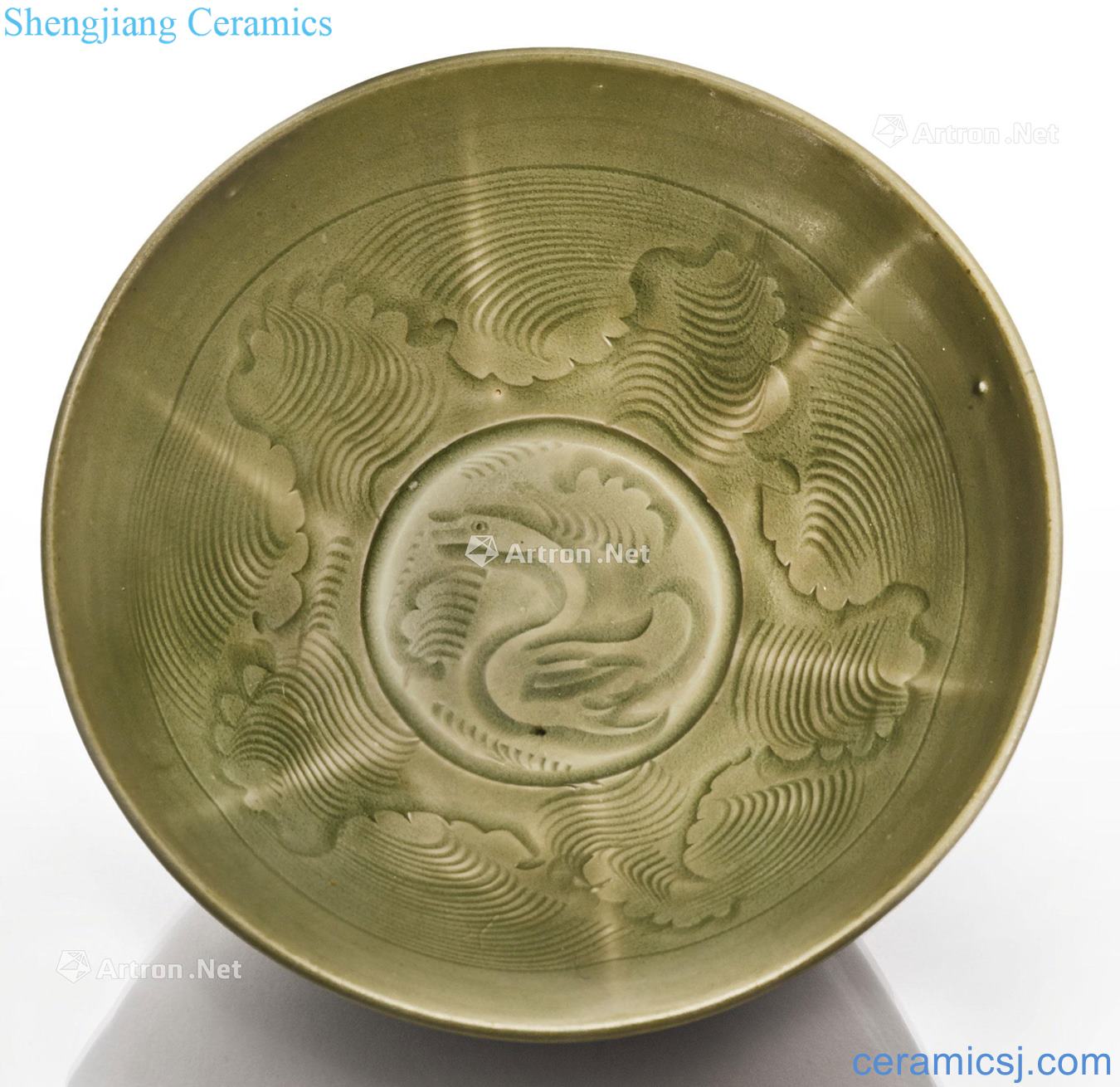 Northern song dynasty Yao state kiln green lotus pond yuanyang grain 盌 glaze