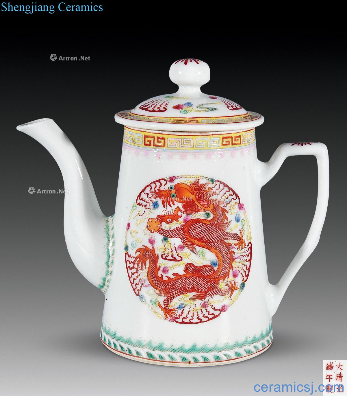 Pastel reign of qing emperor guangxu longfeng pot