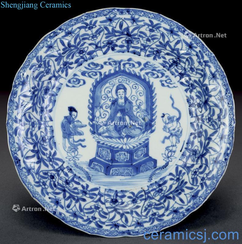 The qing emperor kangxi Blue and white life of guanyin dish