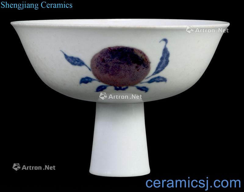 Qing dynasty blue-and-white youligong three fruit footed bowl