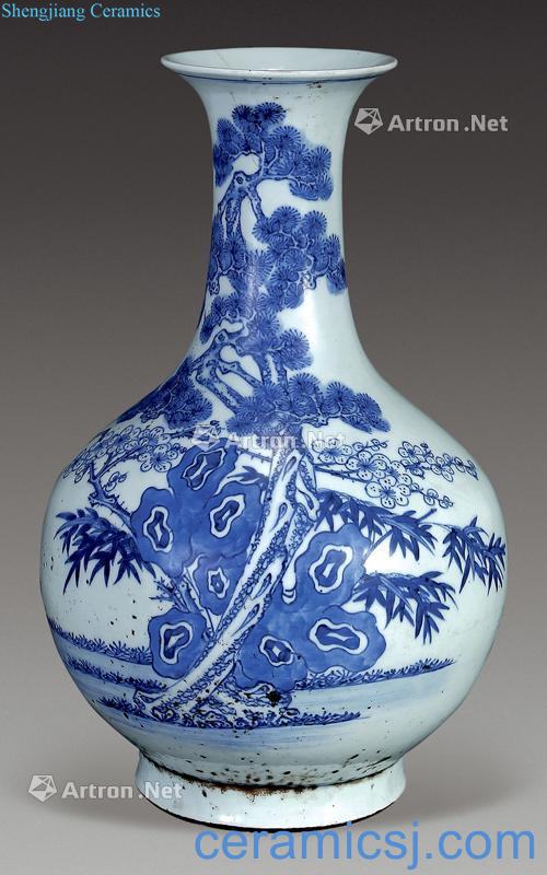 qing Blue and white shochiku mei bottles