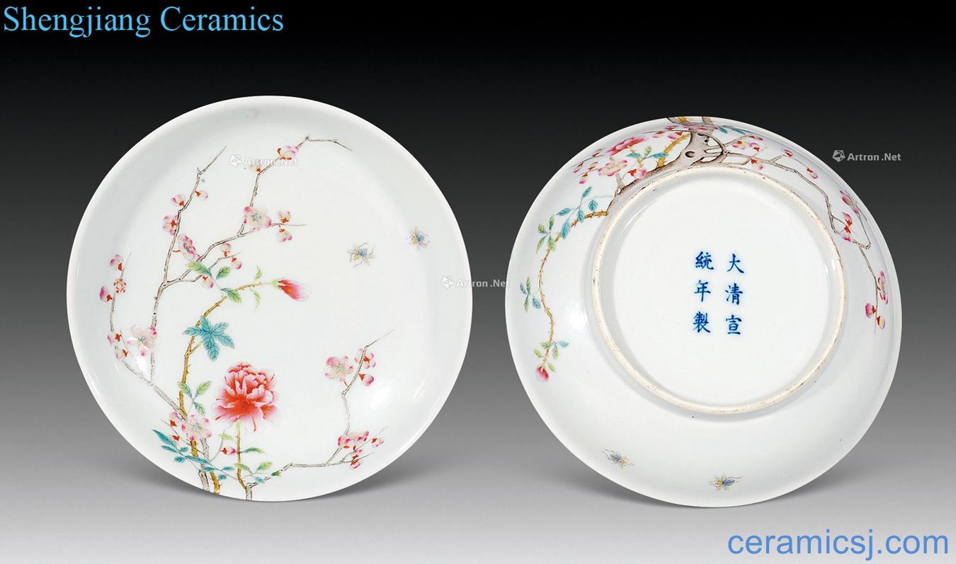 Qing xuantong pastel wall flower plate (a)