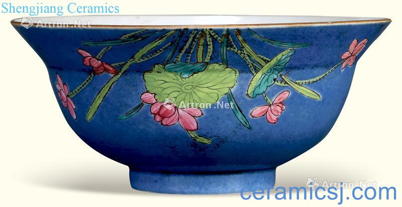 Clear blue glaze enamel flower bowls