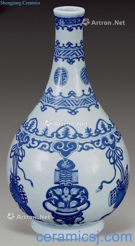 Qing dynasty blue and white antique grain bile type bottle