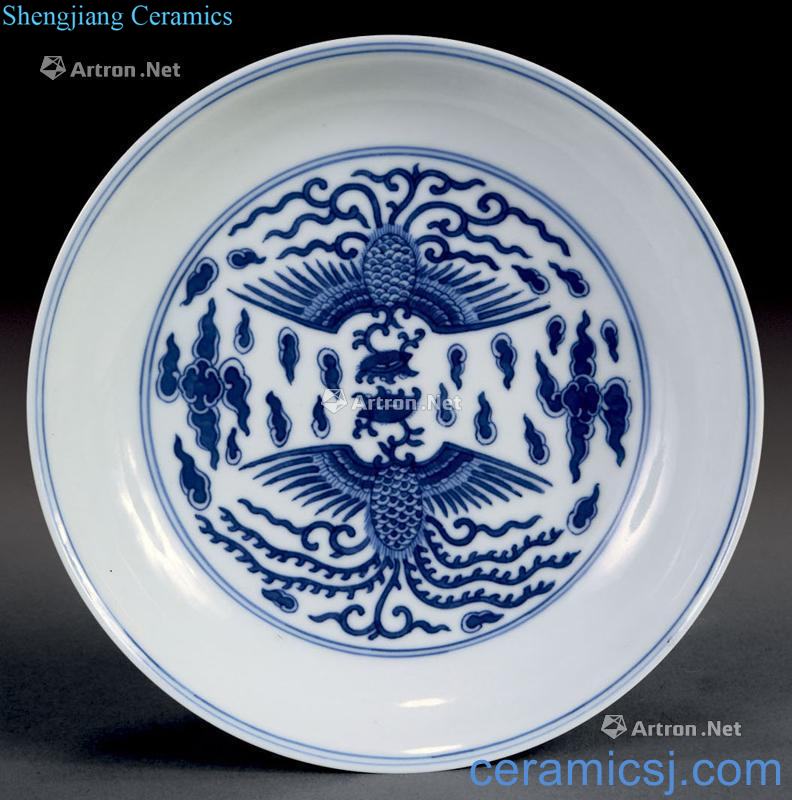 qing Blue and white YunFeng tray