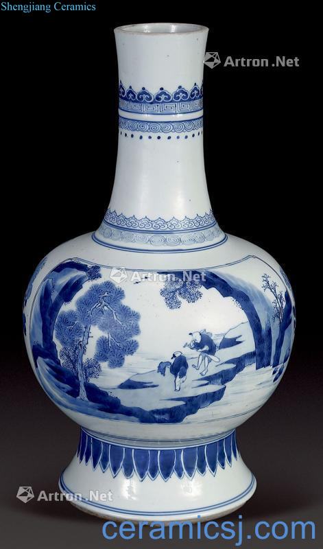 The qing emperor kangxi Blue and white landscape character