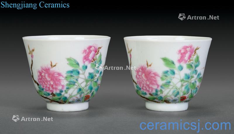 Clear pastel flowers small cup (2)