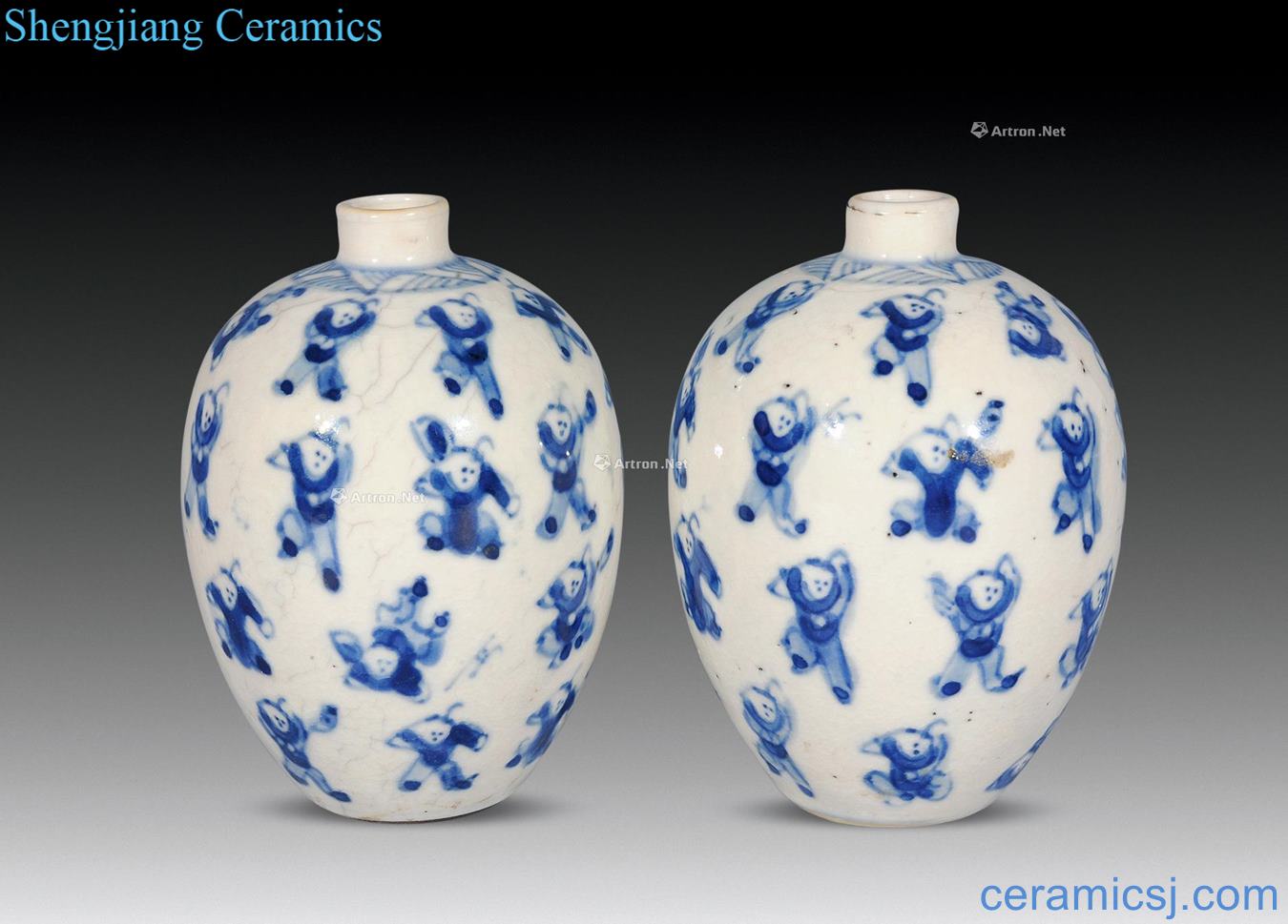 The qing emperor kangxi simmer figure blue-and-white porcelain the ancient philosophers POTS (a)