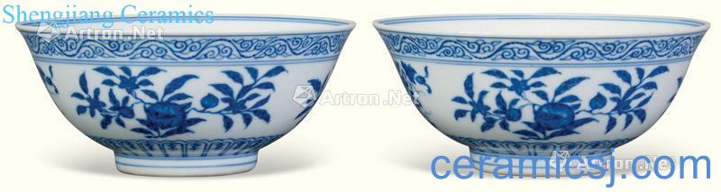 qing Blue and white dragon sanduo flower bowl (2)